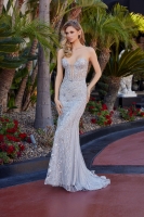 Prom/ Evening - Long Strapless Full Sequin and Beaded Applique Dress - CH-NAR1695