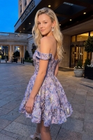 Floral Off Shoulder Corset Ruffle Mini Dress - CH-NAA7018