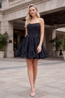 Floral Jacquard Corset Ruffle Mini Dress - CH-NAA7019