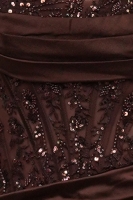 Lace Corset Satin Draped Mini Dress - CH-NAA7022