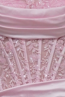 Lace Corset Satin Draped Mini Dress - CH-NAA7022
