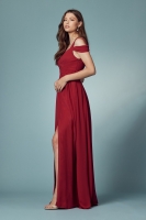 Cold-shoulder With Slip Skirt Long Chiffon Dress -  CH-NAY277