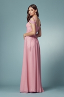 Cold-shoulder With Slip Skirt Long Chiffon Dress -  CH-NAY277