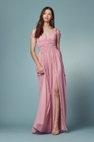 Cold-shoulder With Slip Skirt Long Chiffon Dress -  CH-NAY277P