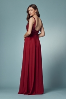 Plunge Sweetheart Embroidered Neck A-line Gown With Side Slit - CH-NAY299