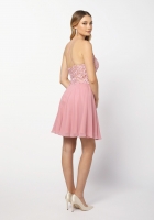High-Neck Lace Top, Cross Back Prom Cocktail, Party Dress - CH-NAA615