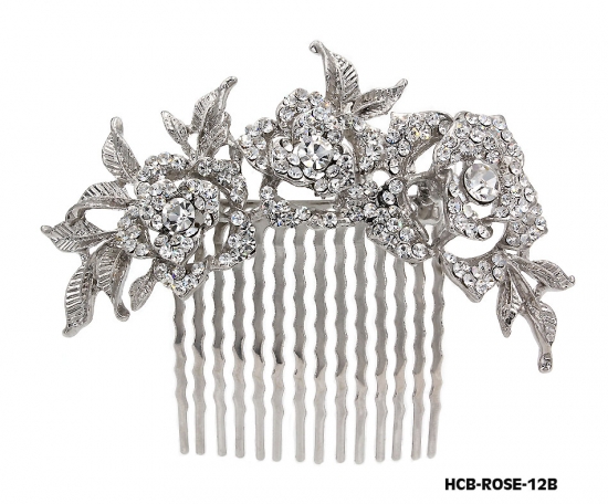 Hair Comb – Bridal Hair Combs & Clips w/ Austrian Crystal Stones  Rose - HCB-ROSE-12B