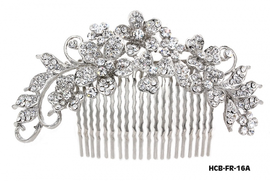 Wedding Hair Comb – Bridal Hair Combs & Clips w/ Austrian Crystal StonesFlowers - HCB-FR-16A