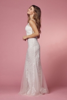Embroidered-Bodice Long Mermaid Gown - CH-NAA398W