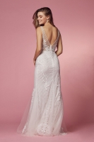 Embroidered-Bodice Long Mermaid Gown - CH-NAA398W