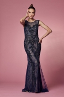 Illusion Neckline With Embroidery And Beaded Detail Gown - CH-NAE1006