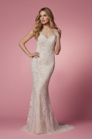 Illusion Neckline With Embroidery And Beaded Detail Gown - CH-NAE1006