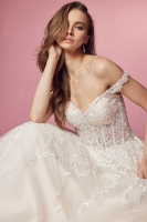 Wedding Dress - Off Shoulder Boning Dress With Flower Embroidery - CH-NAJH925