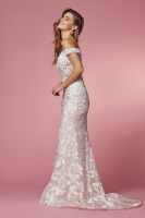 Off-shoulder Boho Inspired Mermaid Long Gown - White - CH-NAC439W