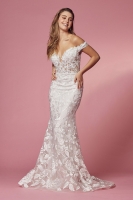 Off-shoulder Boho Inspired Mermaid Long Gown - White - CH-NAC439W
