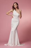 Wedding Dress - One Shoulder Organza Sleeve, Mermaid Long Gown - CH-NAE483