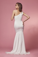 Wedding Dress - One Shoulder Organza Sleeve, Mermaid Long Gown - CH-NAE483