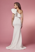 Wedding Dress - One Shoulder Ruffle Overlay Trumpet Long Gown - CH-NAE467W