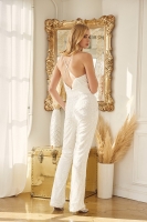 Wedding Dress - Plunging Neckline With Beading Details In Jumpsuit With A Cape From Waist - CH-NAJE926