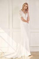Puff Sheer Sleeves With V Neckline - CH-NAJE927