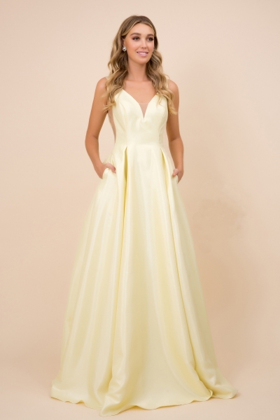 Long And Full A-line Gown With Sheer Side Cut Outs - CH-NAE156