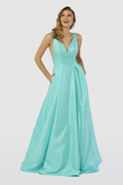 Long And Full A-line Gown With Sheer Side Cut Outs - CH-NAE156P