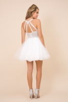 Fully Lined Sparkly Lace Tulle Cocktail Dress - CH-NAB652-WHITE