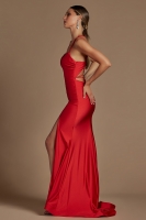 Gorgeous Scoop Neck with Spaghetti Straps Fitted Gown - CH-NAT481