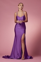 Gorgeous Scoop Neck with Spaghetti Straps Fitted Gown - CH-NAT481-2