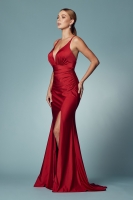 V-Neckline Double Straps On Each Shoulder with Open Slit In The Front - CH-NAE1035