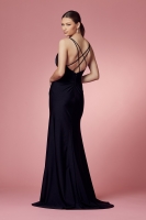 V-Neckline Double Straps On Each Shoulder with Open Slit In The Front - CH-NAE1035
