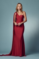 One Shoulder Drape Sleeve Mermaid Long Gown - CH-NAE475