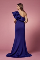 One Shoulder Ruffle Overlay Trumpet Long Gown - CH-NAE467