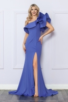 One Shoulder Ruffle Overlay Trumpet Long Gown - CH-NAE467