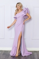 One Shoulder Ruffle Overlay Trumpet Long Gown - CH-NAE467