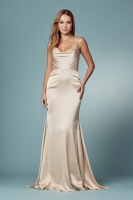 Cowl Neckline Floor Length Gown and Zipper On The Back - CH-NAR1026