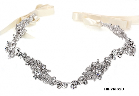 Head Band – Bridal Headpiece w/ Austrian Crystal Stones - HB-VN-32D