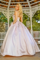 Plus Size Quinceanera ballgown with crystal beaded straps and metallic lace on Shiny Mikado - CH-NAU801P