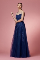 Floor-length Dress with Floral Design And Spaghetti Straps - CH-NAC415
