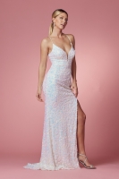 Sexy Plunge V-Neck Multi Mermaid Gown with Side Slit - CH-NAS458