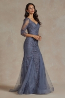 Mother of the Bride Dress - Floral Embroidered Illusion Mermaid Gown - CH-NAJQ504