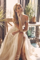 Wedding Dress - Floral Embroidered Sweetheart Off-Shoulder Dress - CH-NAJE953