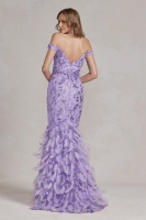 Prom / Evening Dress - Sheath Off-shoulder Gown w/ Feather - CH-NAC1106