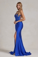 Prom / Evening Dress - Lace Appliques, Glittering Beads, with a V-neckline - CH-NAG1150