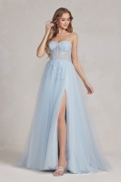 Prom / Evening Beaded Lace Corset Dress with Tulle Skirt