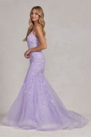Prom / Evening Dress - Floral Embroidered Fishtail Gown - CH-NAC1117
