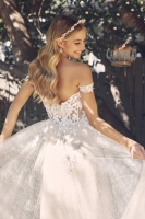 Wedding Dress - Tulle Off-Shoulder Gown with Floral Corset - CH-NAC1199W