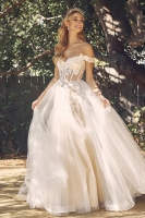 Wedding Dress - Tulle Off-Shoulder Gown with Floral Corset - CH-NAC1199W