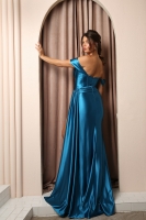 Prom / Evening Dress - Bustier Corset Satin With Detachable Off Shoulder Straps - CH-NAE1043