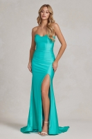 Prom / Evening Dress - Sexy Sweetheart Satin Dress With High Split - CH-NAT1139